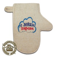 Рукавиця для лазні (натуральна вовна), "С легким паром"