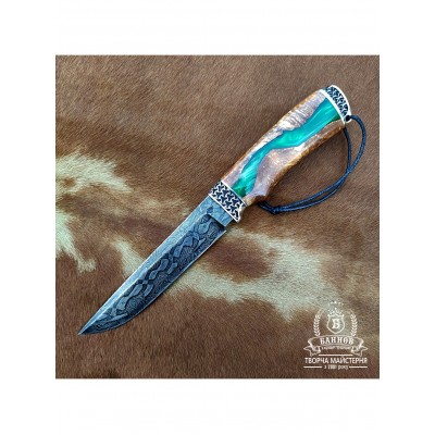 НІЖ РУЧНОЇ РОБОТИ "МОЗАЇЧНИЙ" З ПІХВАМИ ВИК. 18 (ЗЕЛЕНИЙ ГІБРИД)