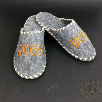 Тапки повстяні плетені (сірі)"Boss"